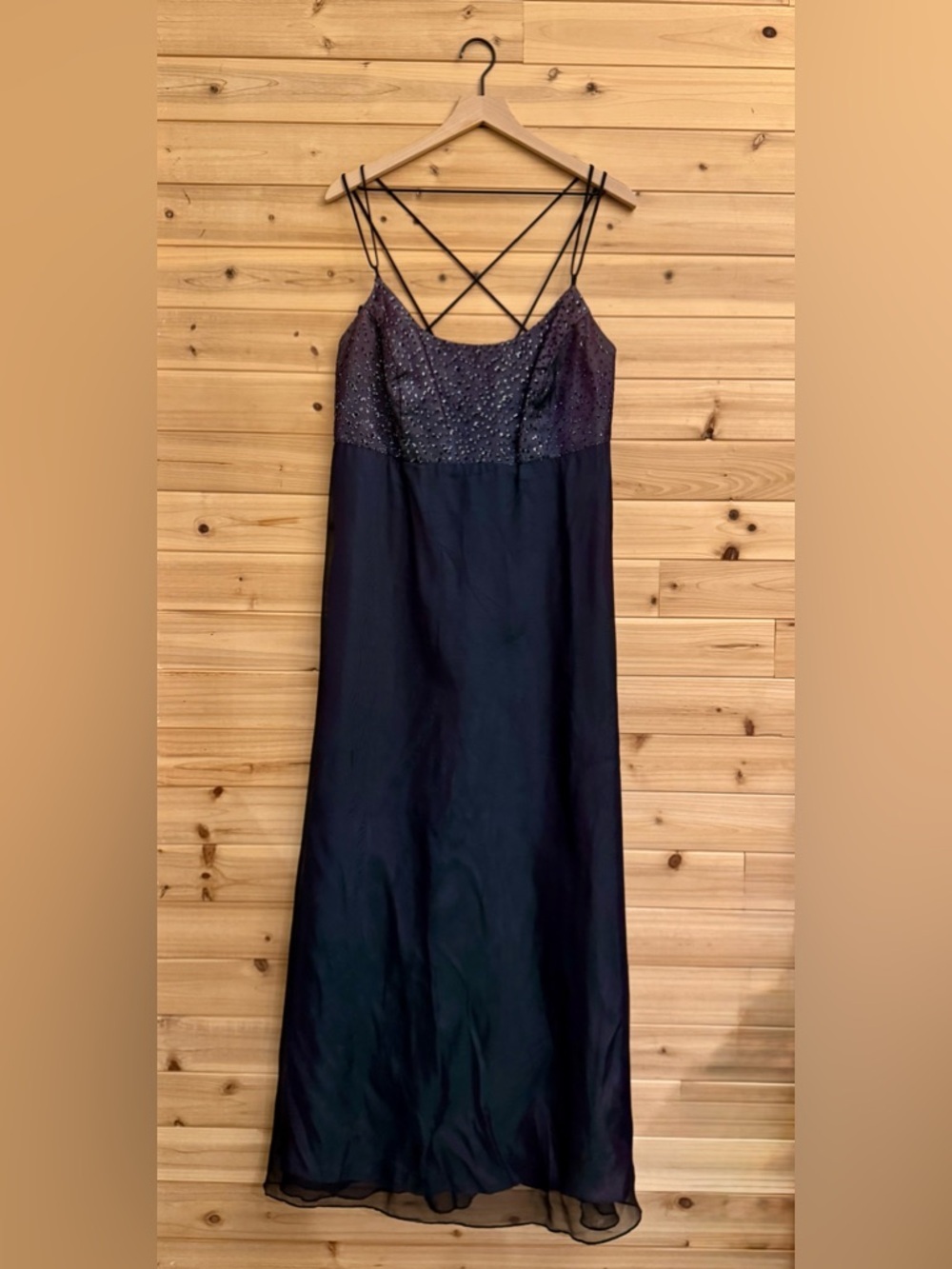 VNTG Faviana Large Iridescent Purple Green Strappy Prom Dress Whimsigoth Fairy